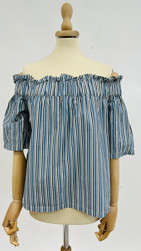 Top off-shoulder a righe
