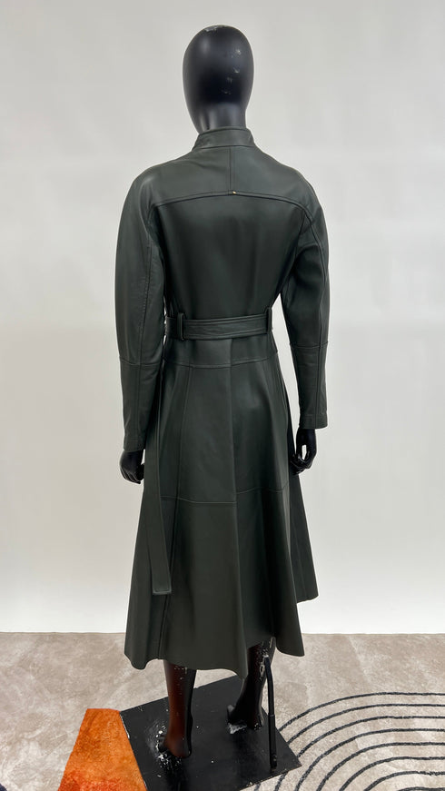 Trench in pelle verde