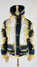 Piumino barocco logo Versace