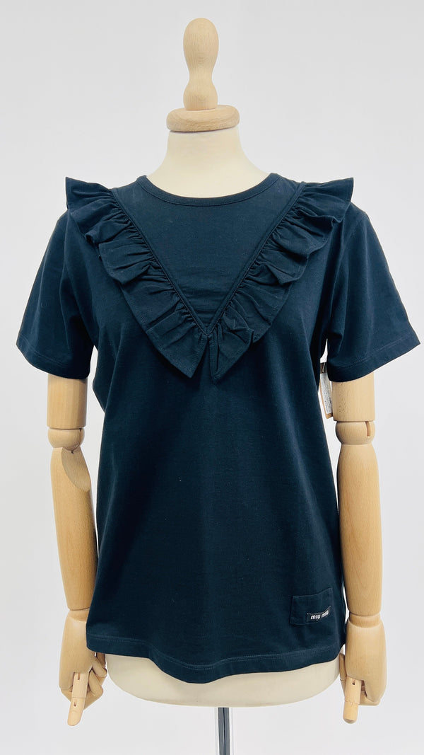 T-shirt scollo volant