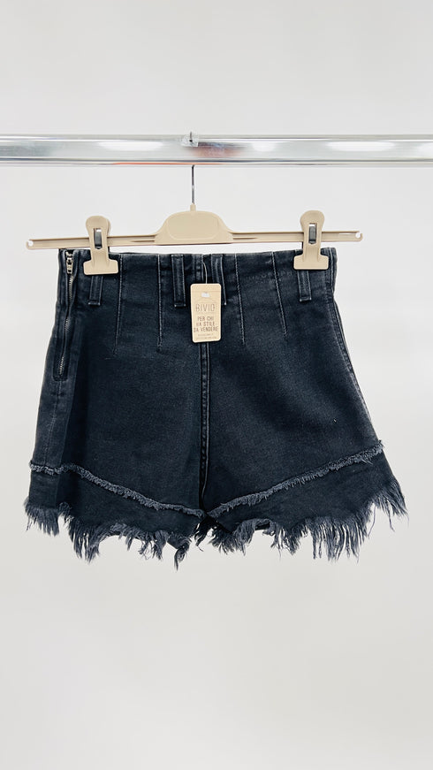 Shorts in denim sfrangiato