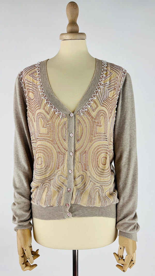Cardigan cotone con perline