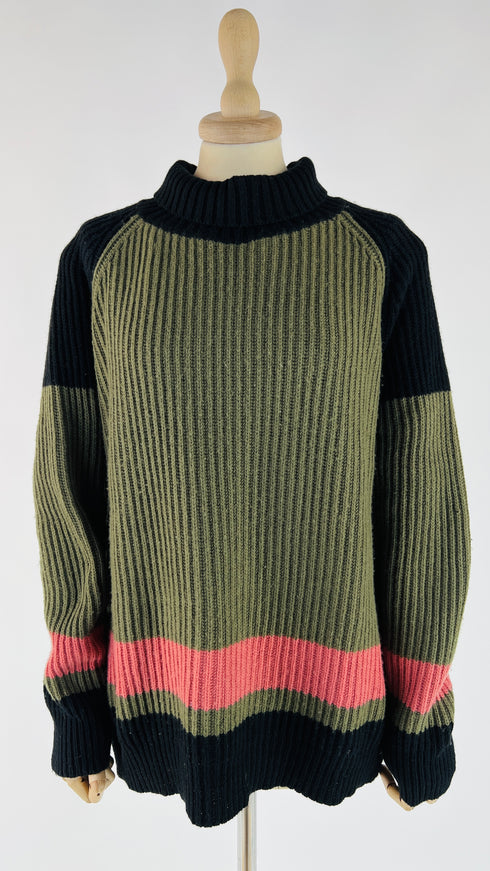 Maglione collo alto color block