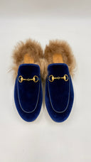 Slipper in velluto blu GUCCI