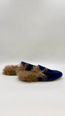 Slipper in velluto blu GUCCI