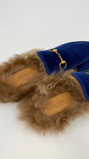 Slipper in velluto blu GUCCI