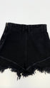 Shorts in denim sfrangiato