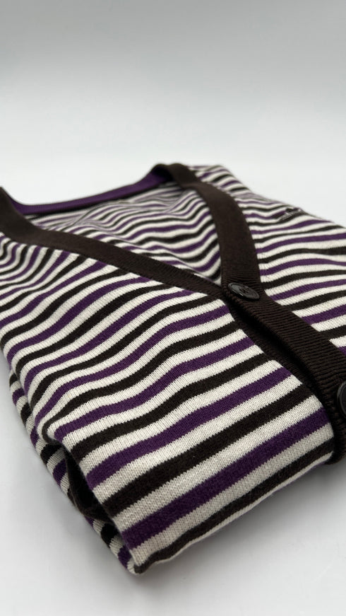 Cardigan cotone-lana a righe