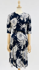 Abito midi blu peonie PRADA