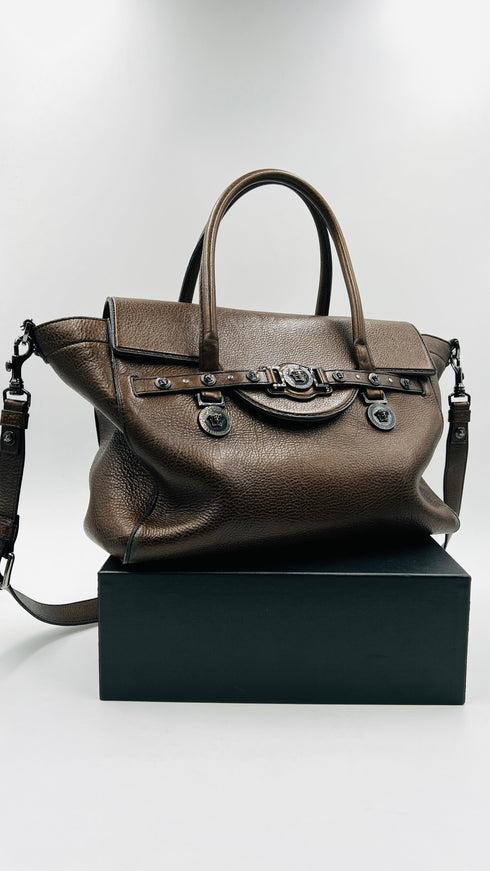 Tote bag in pelle con tracolla