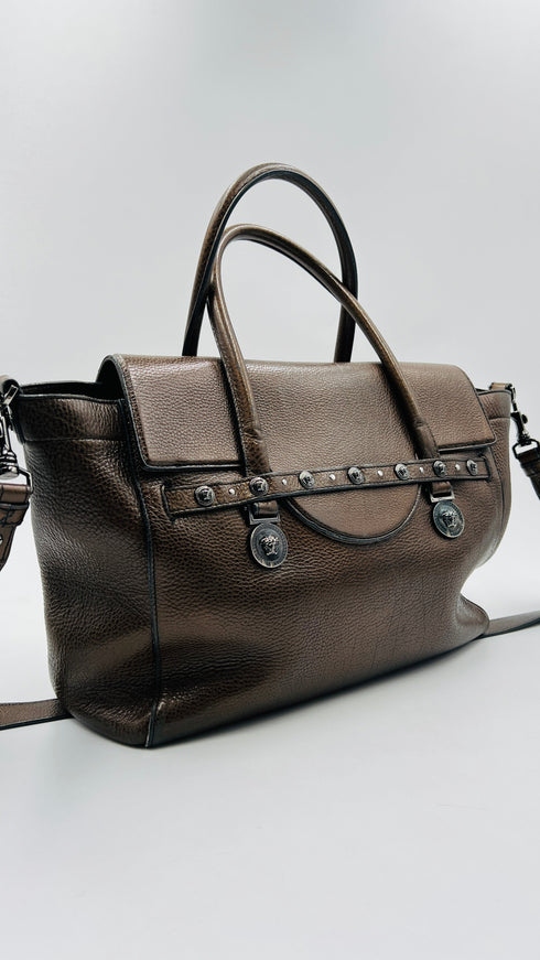 Tote bag in pelle con tracolla