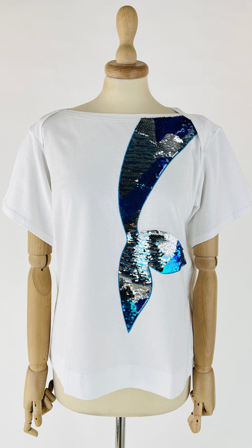 T-shirt con coda sirena paillettes