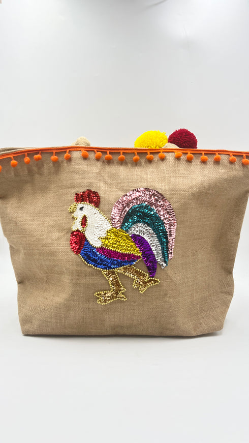 Borsa con appliqués e cartellino