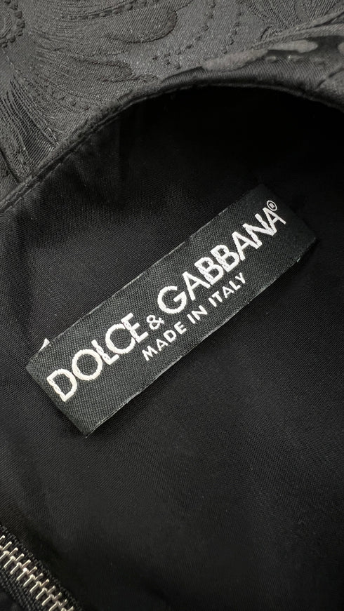 Abito midi broccato nero