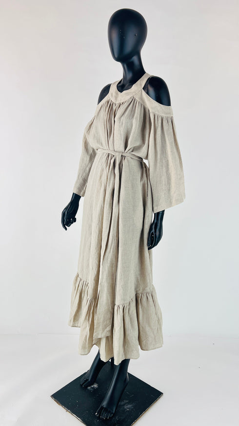 Abito off the shoulder in 100% lino