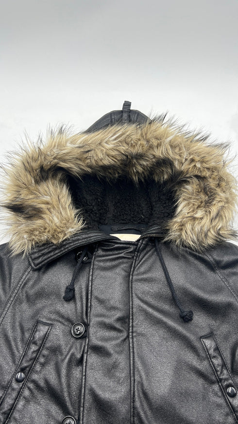 Parka imbottito effetto pelle