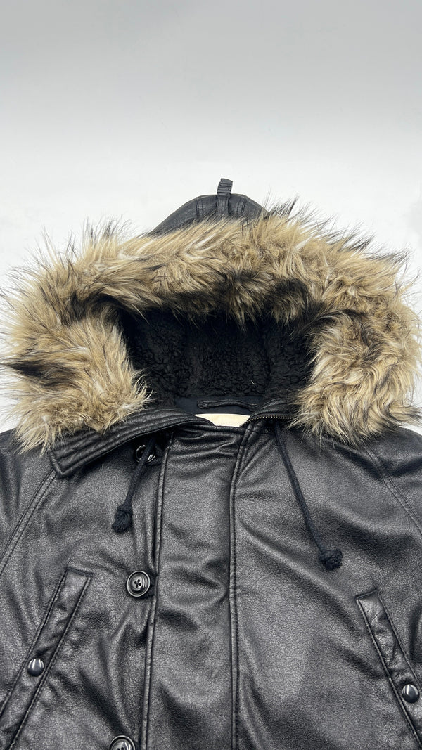 Parka imbottito effetto pelle