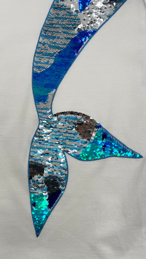 T-shirt con coda sirena paillettes