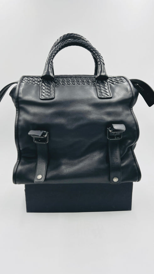 Borsa pelle intrecciata