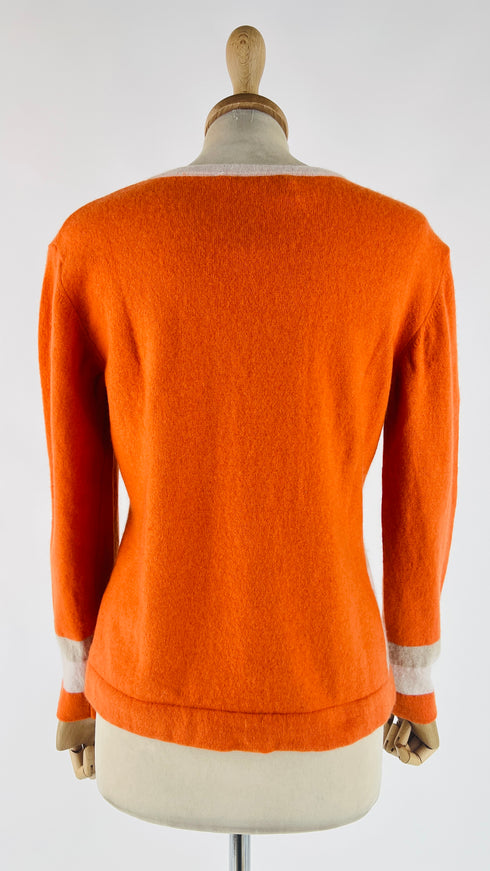 Cardigan arancio color block