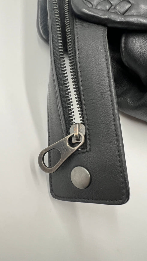 Borsa pelle intrecciata