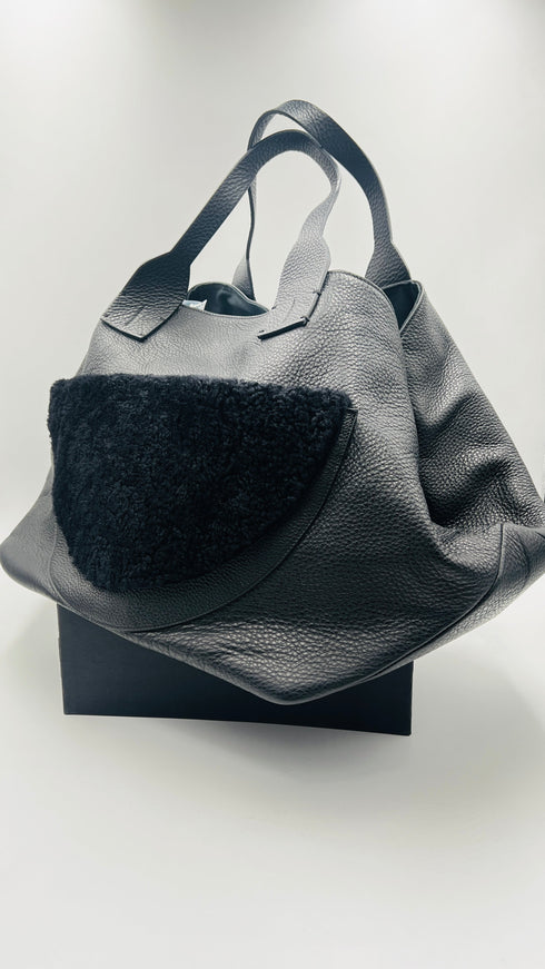 Maxi tote bag in pelle