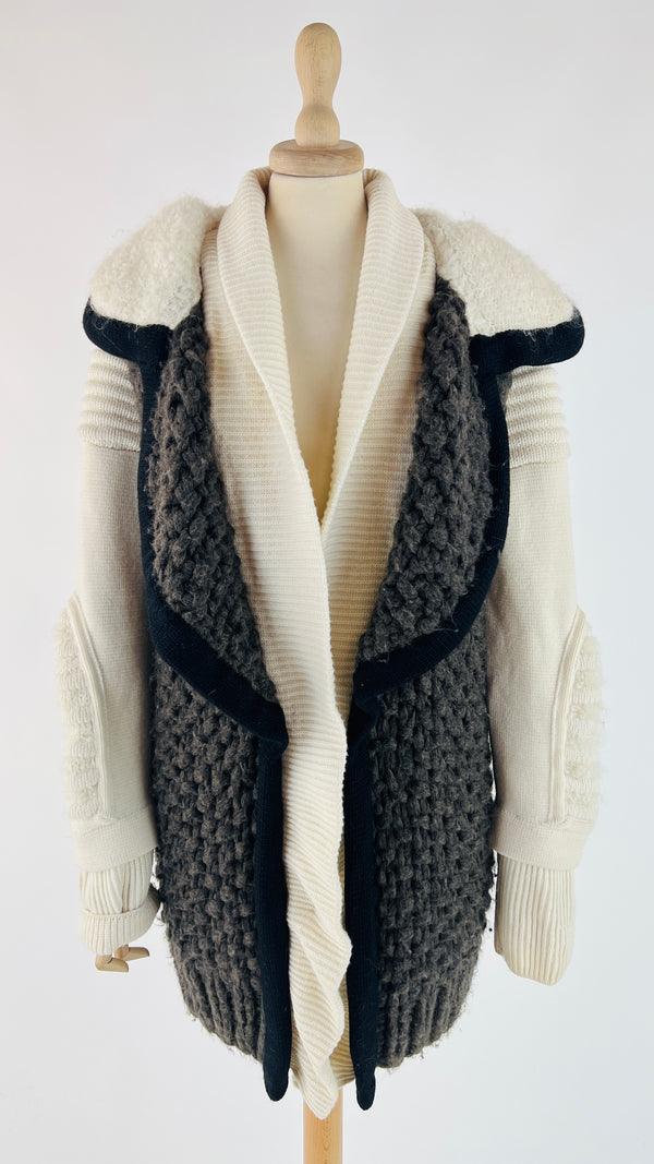 Cappotto color block in maglia