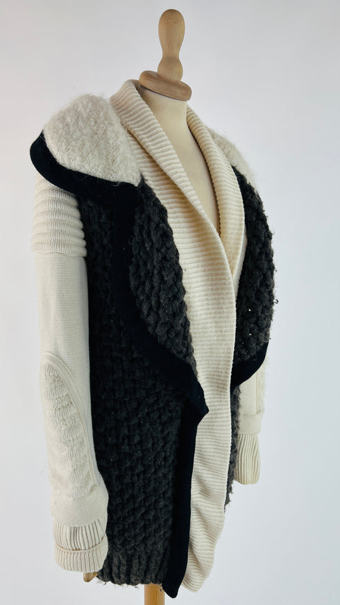 Cappotto color block in maglia