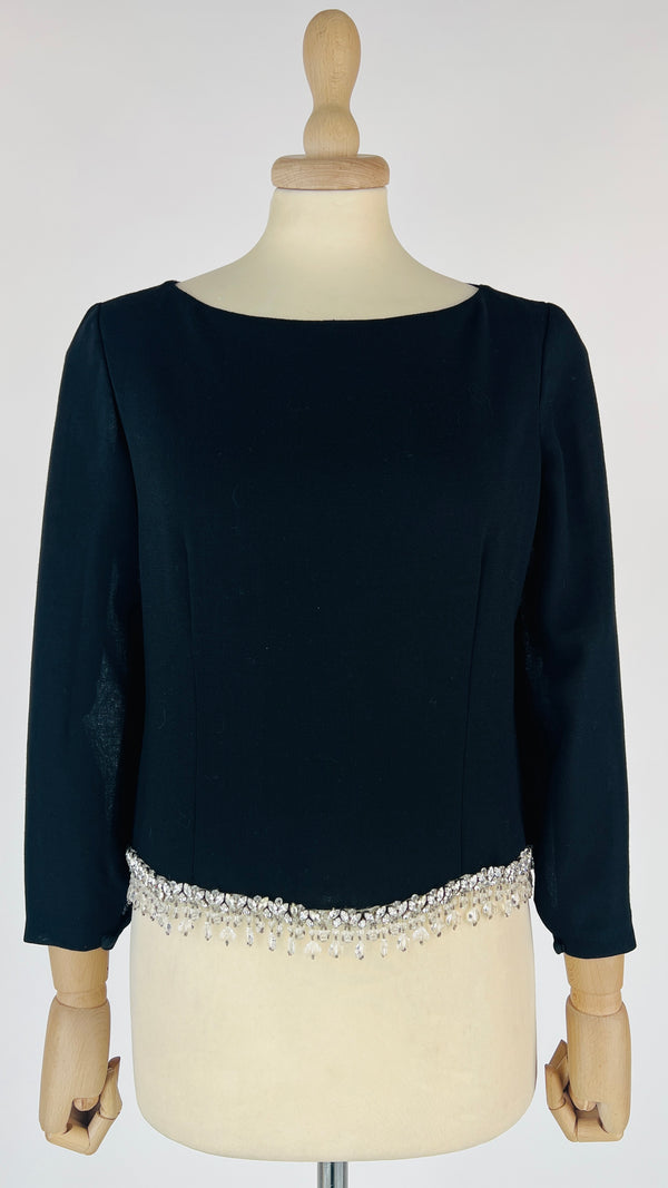 Blusa frange in strass