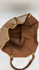 Tote-bag marrone-oro con cartellino Nanni