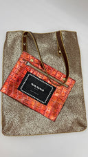 Tote-bag marrone-oro con cartellino Nanni