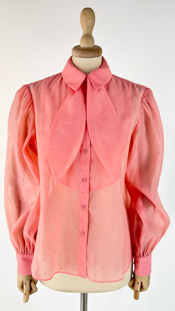 Camicia con fiocco a pois in chiffon