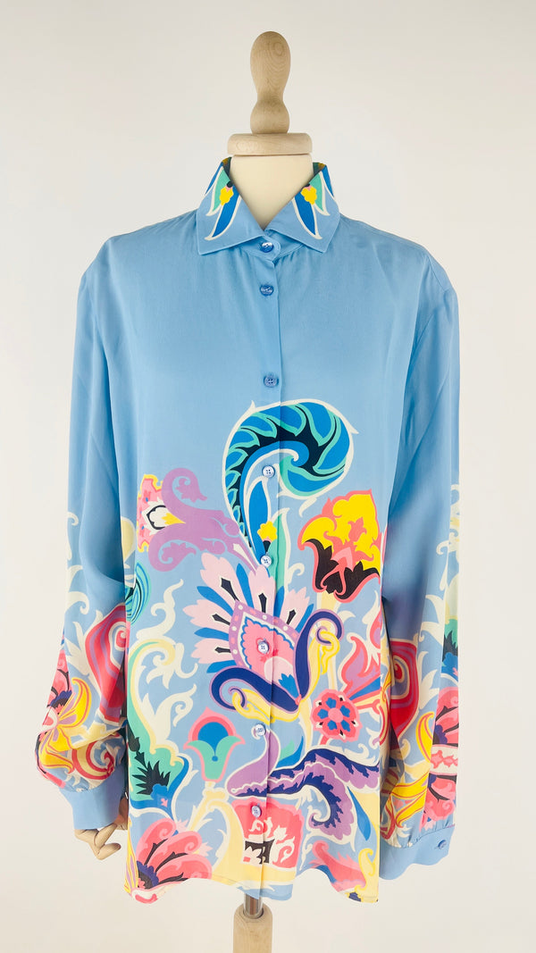 Camicia azzurra fantasia paisley