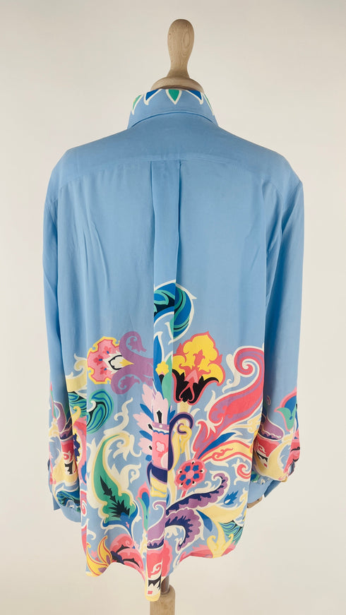 Camicia azzurra fantasia paisley