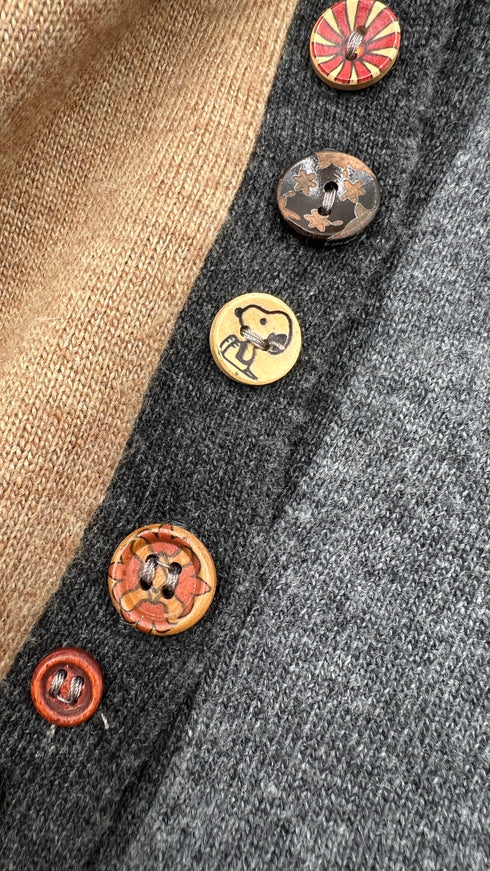 Cardigan gircollo colorblock