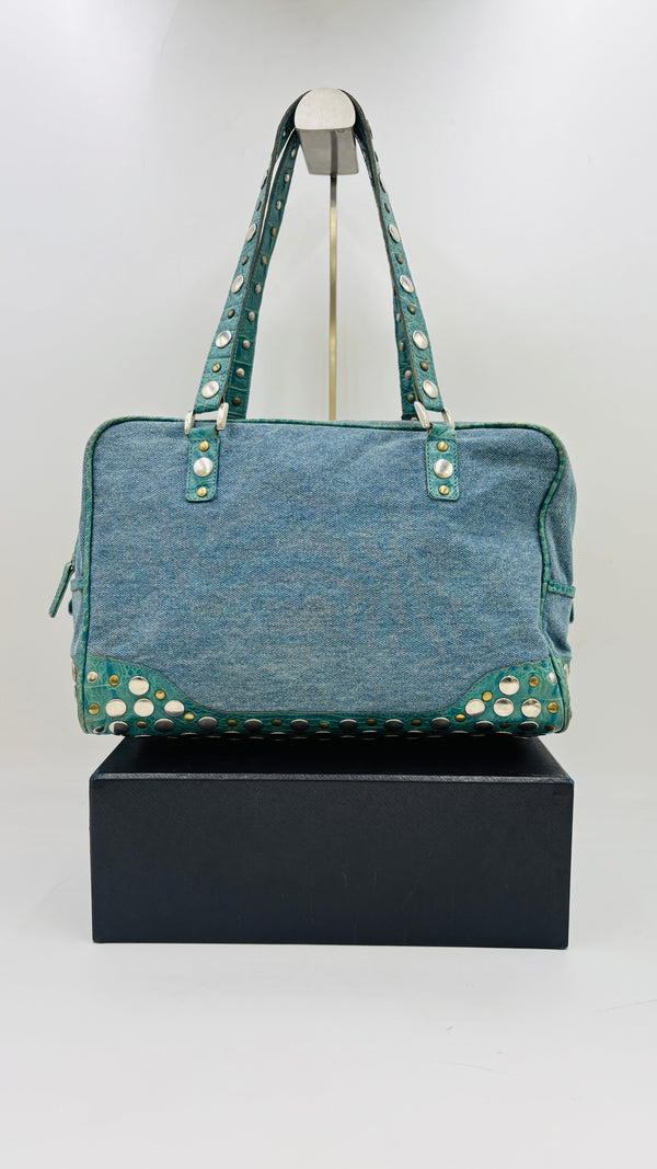 Borsa in jeans con borchie