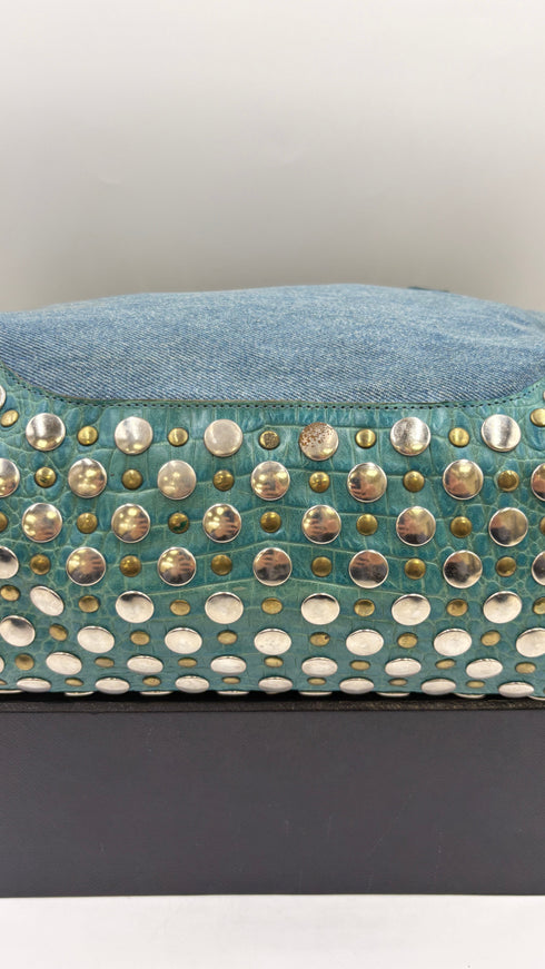 Borsa in jeans con borchie