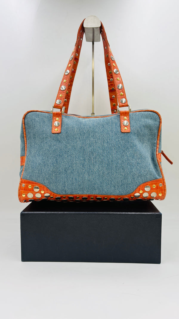 Borsa in denim e borchie