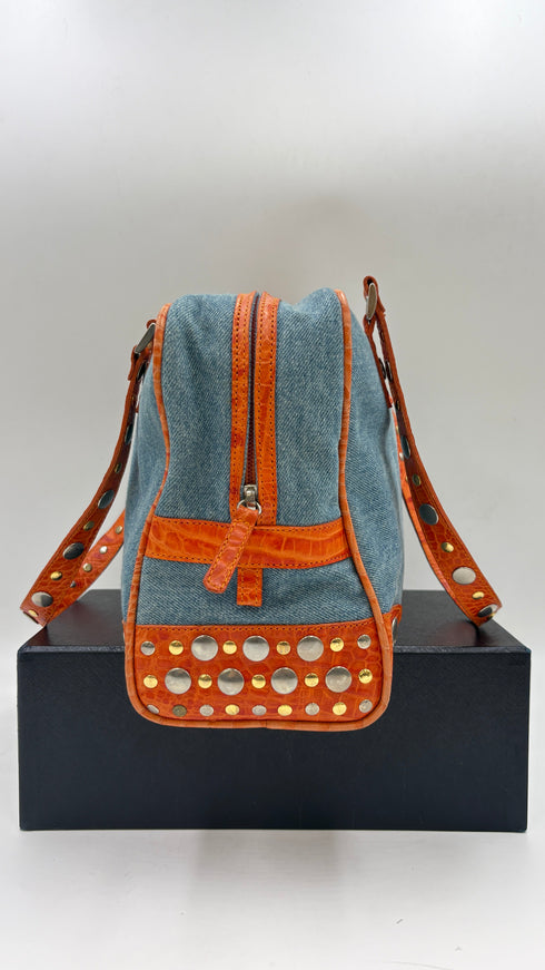 Borsa in denim e borchie