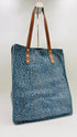 Tote-bag animalier azzurra con cartellino