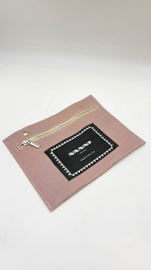 Tote-bag spalmato oro-rosa con cartellino