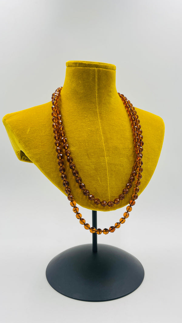 Collana vintage in vetro ambra