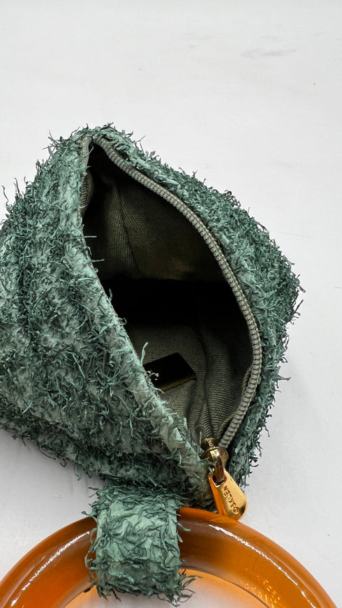 Pochette verde in pelle