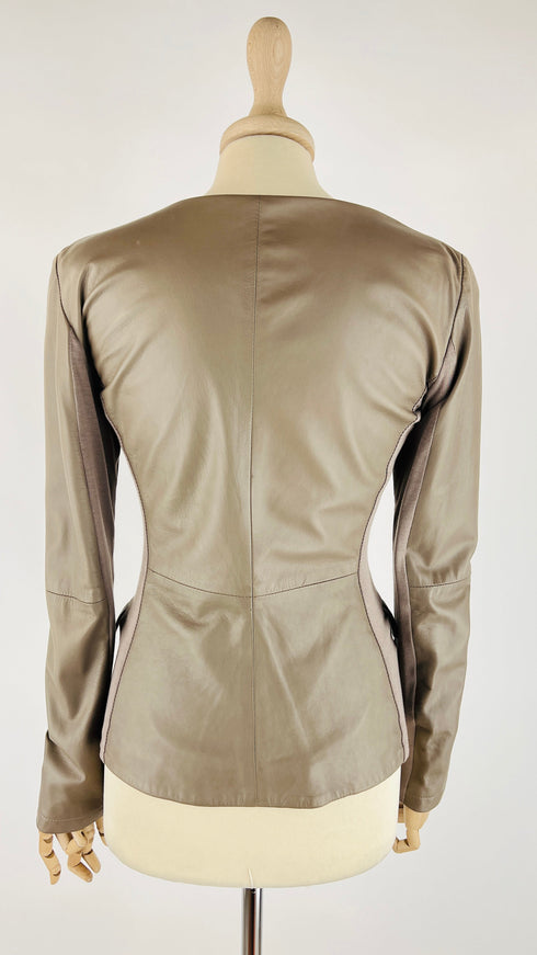 Giacca in pelle e jersey