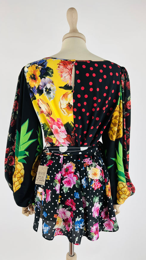 Blusa stampa patchwork