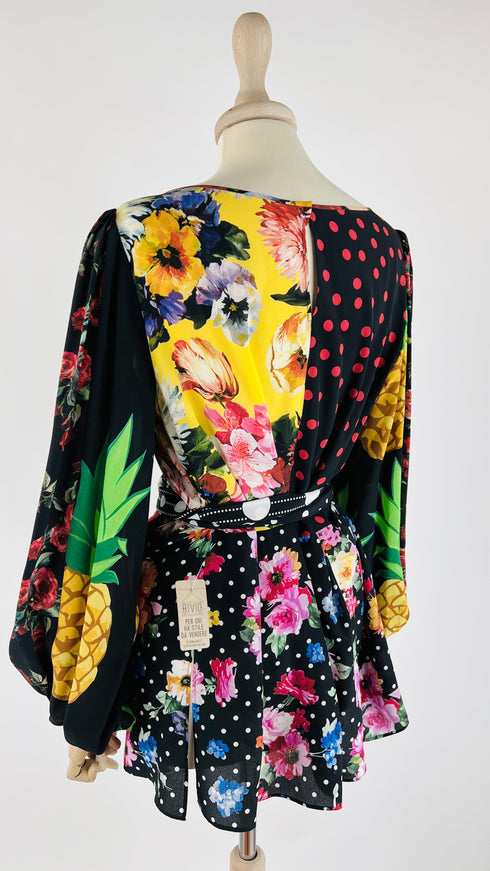 Blusa stampa patchwork