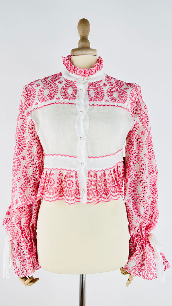 Camicia cropped ricamata