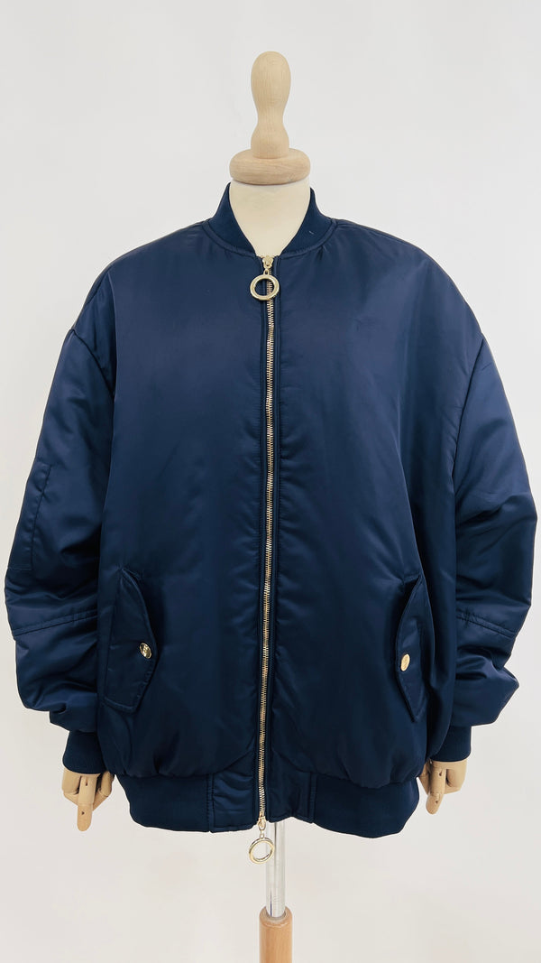 Bomber in raso blu