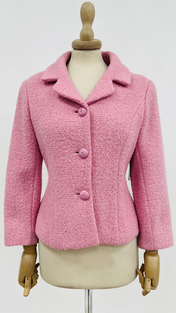 Giacca corta in bouclé rosa