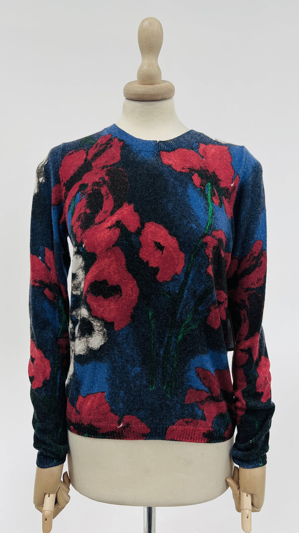 Longsleeve a fiori in cashmere